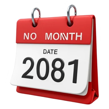 Apple-style 3D emoji icon of a calendar in perspective view, minimalistic design, only one centered date number, no month name, no weekday, no text or symbols other than the single number, realistic glossy material, soft depth, clean and detailed rendering sticker