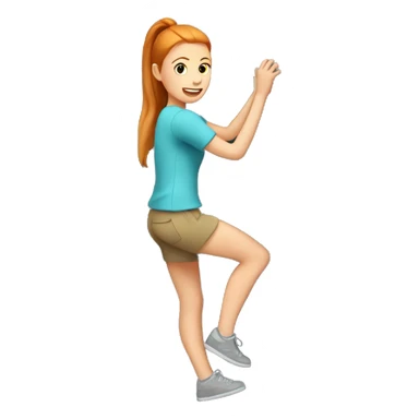 White girl with ginger ponytail climbing rock wall sticker