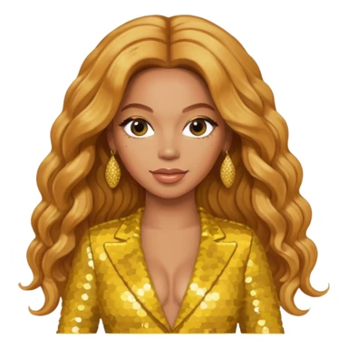 Beyonce with long strawberry blonde hair, yellow sequin outfit sticker