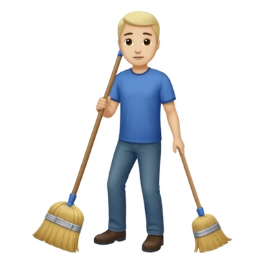 ligth man sweeping the floor sticker