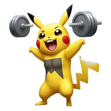 Pikachu cheering a bodybuilder in training  sticker