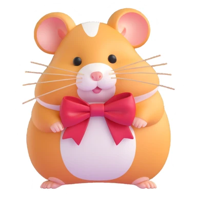 sad hamster with a bow sticker