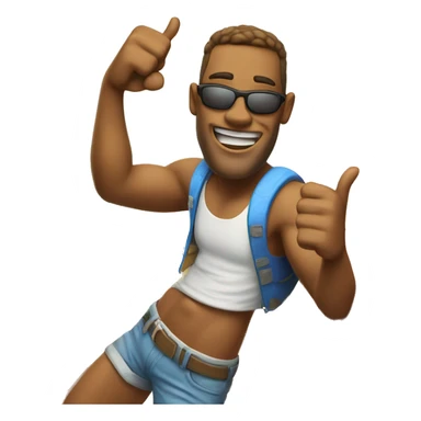 Cool dude giving one thumbs up and one surfs up sign sticker