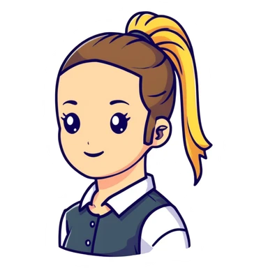Happy girl with ponytail sticker