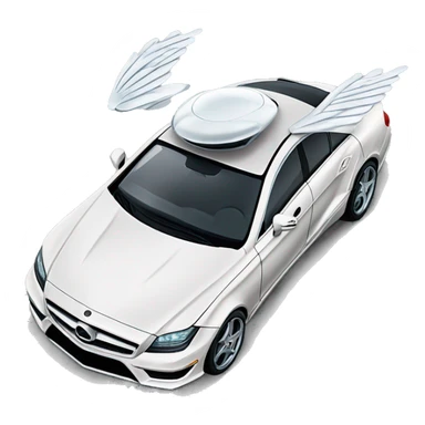 Flying mercedes benz cls with iron wings flying car sticker