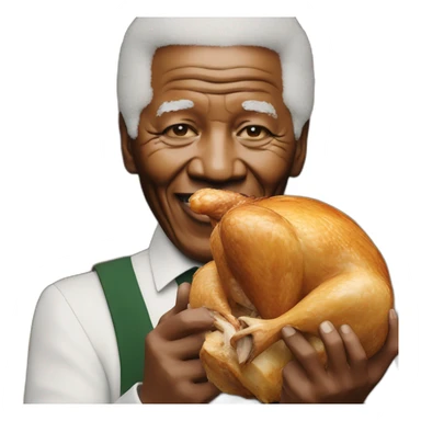 Nelson Mandela with a whole roast chicken in his mouth sticker