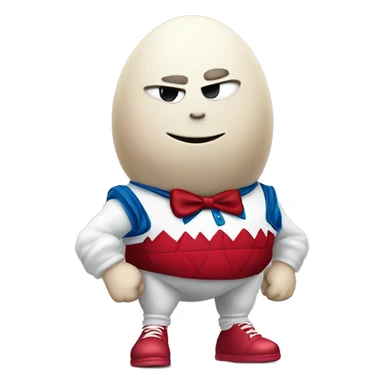 Humpty Dumpty with muscular legs and fancy air jordans sticker