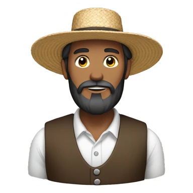 Amish man white with brown straw hat building a building with beard with no mustache sticker