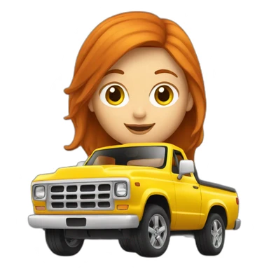 Redhead girl driving a yellow pickup sticker