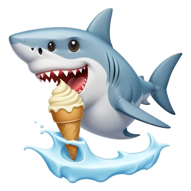 Shark eating ice cream sticker