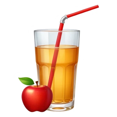 Apple juice in large glass with starw and apple at the side  sticker