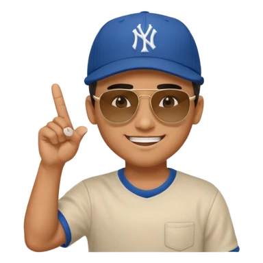 Cool hip guy with NY baseball cap and sunglasses doing the middle finger sticker