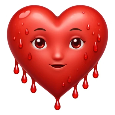 A few drops of blood and a bright red heart sticker