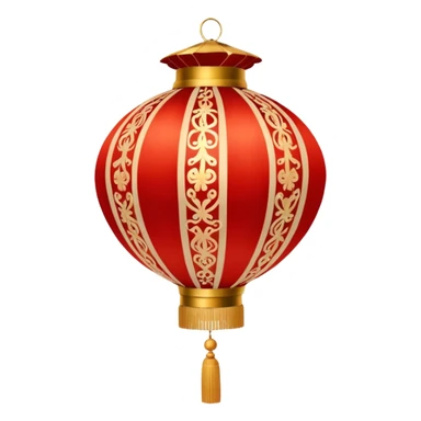 red beige ornamented chinese lantern sticker