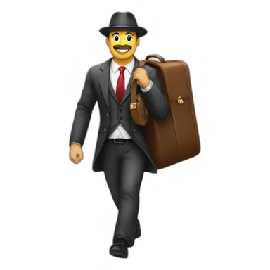 hombre empresario caminando con una maleta sticker