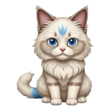 Angry blue eyed Ragdoll cat sitting full body sticker