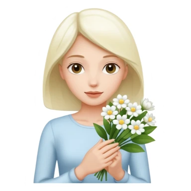 woman holding white flowers in their hands sticker