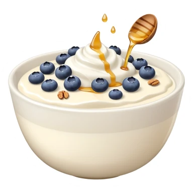 Yogurt in a bowl with granola and blueberries topped with honey drizzle sticker