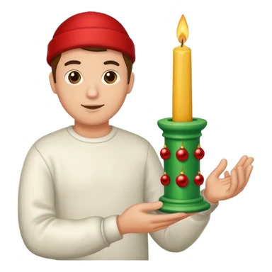 man holding christmass ornamented candle sticker