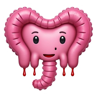an emoji style image of a bleeding intestine sticker