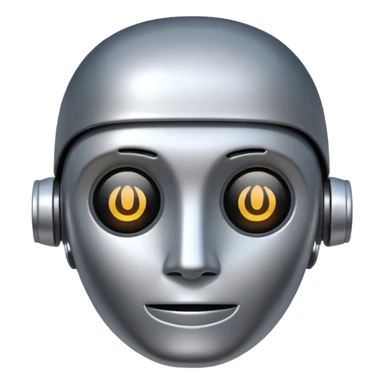 A robot shaped emoji for labeling AI generated content as AI generated. In place of the face, there should be the text A.I. sticker