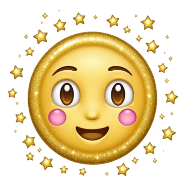 emoji of sparkling shiny glitter, with bright sparkles and shimmering particles, simple cute cartoon style sticker