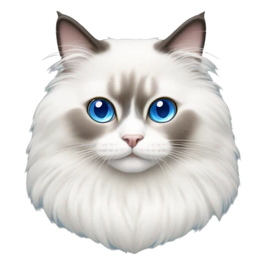 Ragdoll cat with blue eyes and white face with fluffy fir sticker