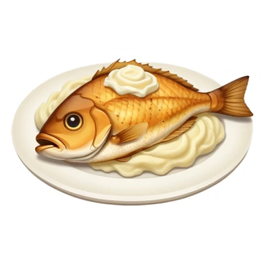 Fried fish and mashed potatoes  sticker