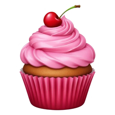cupcake with pink icing, cherry on top sticker