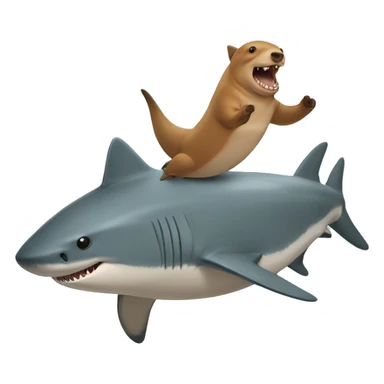 Blue Shark with a capybara riding it sticker