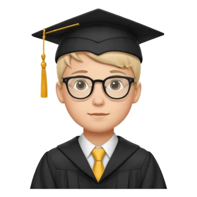 boy with glasses in graduation suit sticker