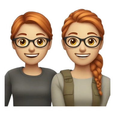 two nordic women designers being jolly, one with reddish hair and a ponytail and the other with brown medium short hair and glasses sticker