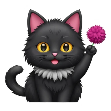 cheerleading black cat with pom pom sticker