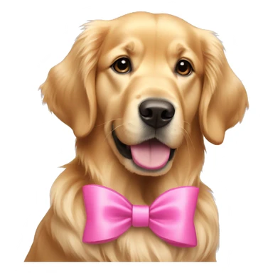 Golden retriever wearing a pink bow sticker
