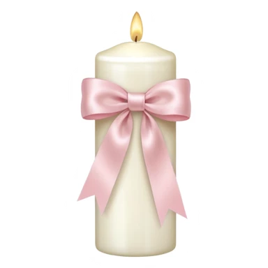 make a white candle with a light pink ribbon bow sticker