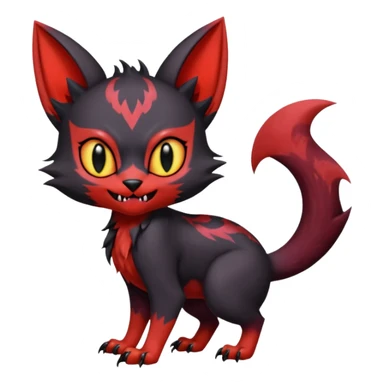 Vampiric Batty Black and Sanguine-red Noibat-Litten-Torracat-Lykoi-hybrid-fusion (full body) sticker