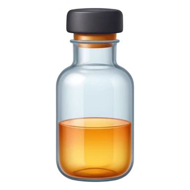 iOS-style emoji of a small medicine bottle. Rounded shape, clear label, simple clean design, smooth gradients, no background sticker