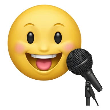 laughing face emoji next to a mic sticker