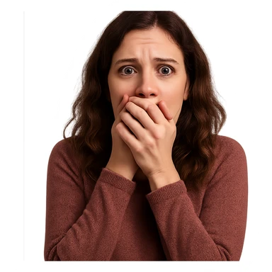 woman scared hand on mouth terrified sticker