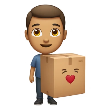 Person with a large box of love sticker