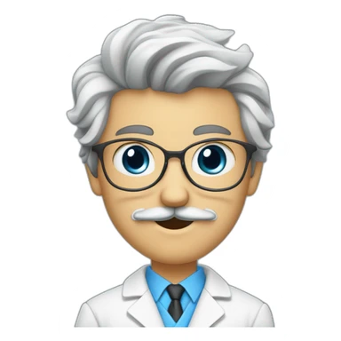 Jeune docteur mâle Brun, aux YEUX BLEUS, portant une moustache FINE et un bouc  sticker