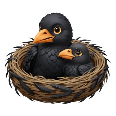 baby crow in nest sticker