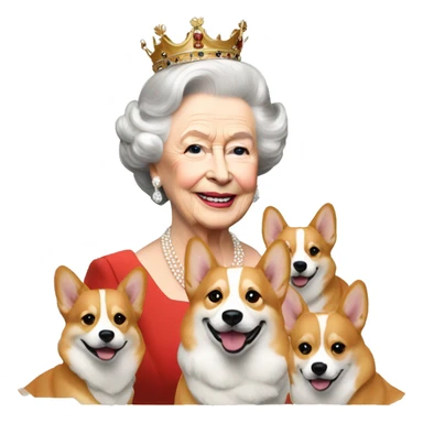 Queen Elizabeth and three Corgis  sticker