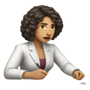 Light skinned Hispanic woman stressed out studying for the bar exam while thinking about cameras  sticker