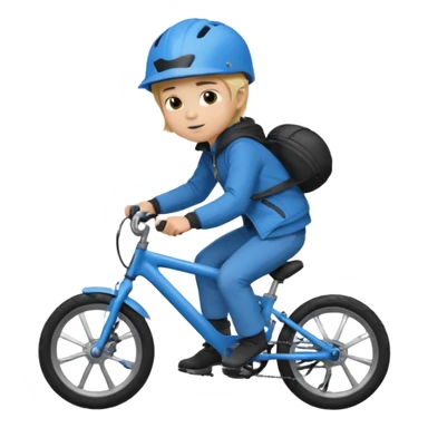 bike riding black bike blonde hair boy blue helmet sticker