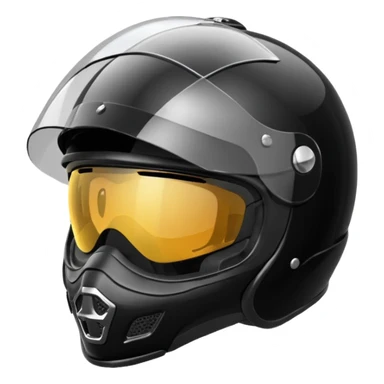 Biker helmet black in colour including the visor glass sticker