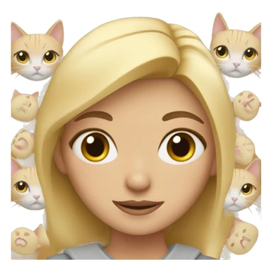 blonde girl with three cats sticker