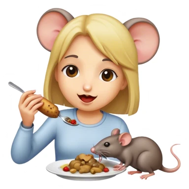 girl eating rat  sticker