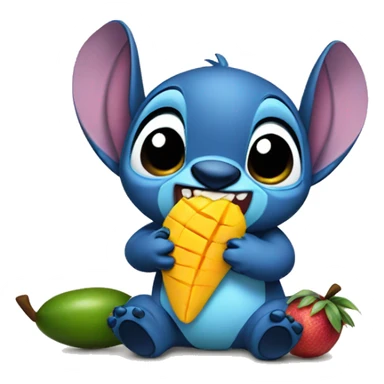 Stitch eating a mango sticker
