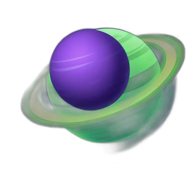 green planet with purple saturn rings and moon sticker
